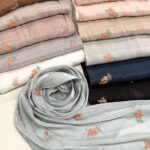 Seabird Crinkle Embroidery Sea‑Island Crinkle Embroidered Scarf K‑1003