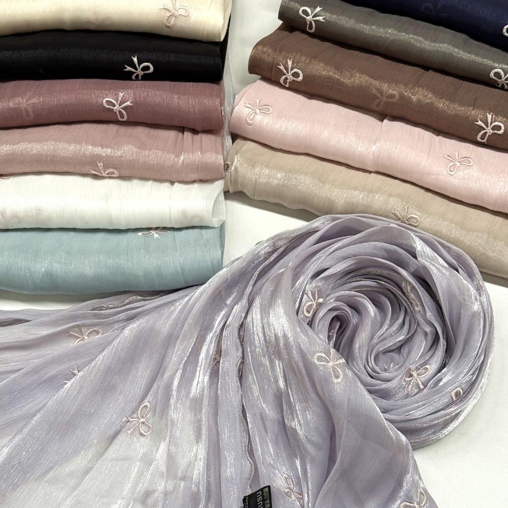Seabird Crinkle Embroidery Sea‑Island Crinkle Embroidered Scarf K‑1003