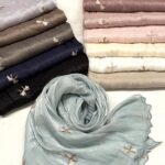 Seabird Crinkle Embroidery Sea‑Island Crinkle Embroidered Scarf K‑1003