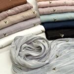 Seabird Crinkle Embroidery Sea‑Island Crinkle Embroidered Scarf K‑1003