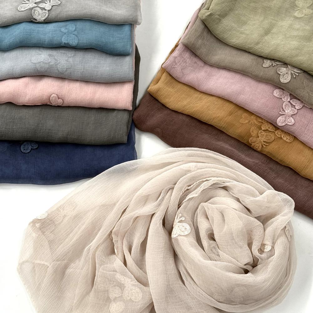 Crocodile Crinkle Embroidery Crocodile Crinkle Embroidered Scarf K‑846
