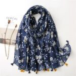 Cotton‑Linen Printed Scarf Cotton‑Linen Print BL‑458